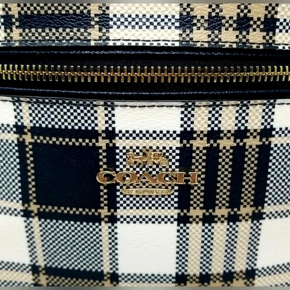 COACH Kenley Backpack Garden Plaid Print Midnight Blue C8588 NWOT - Picture 7 of 16